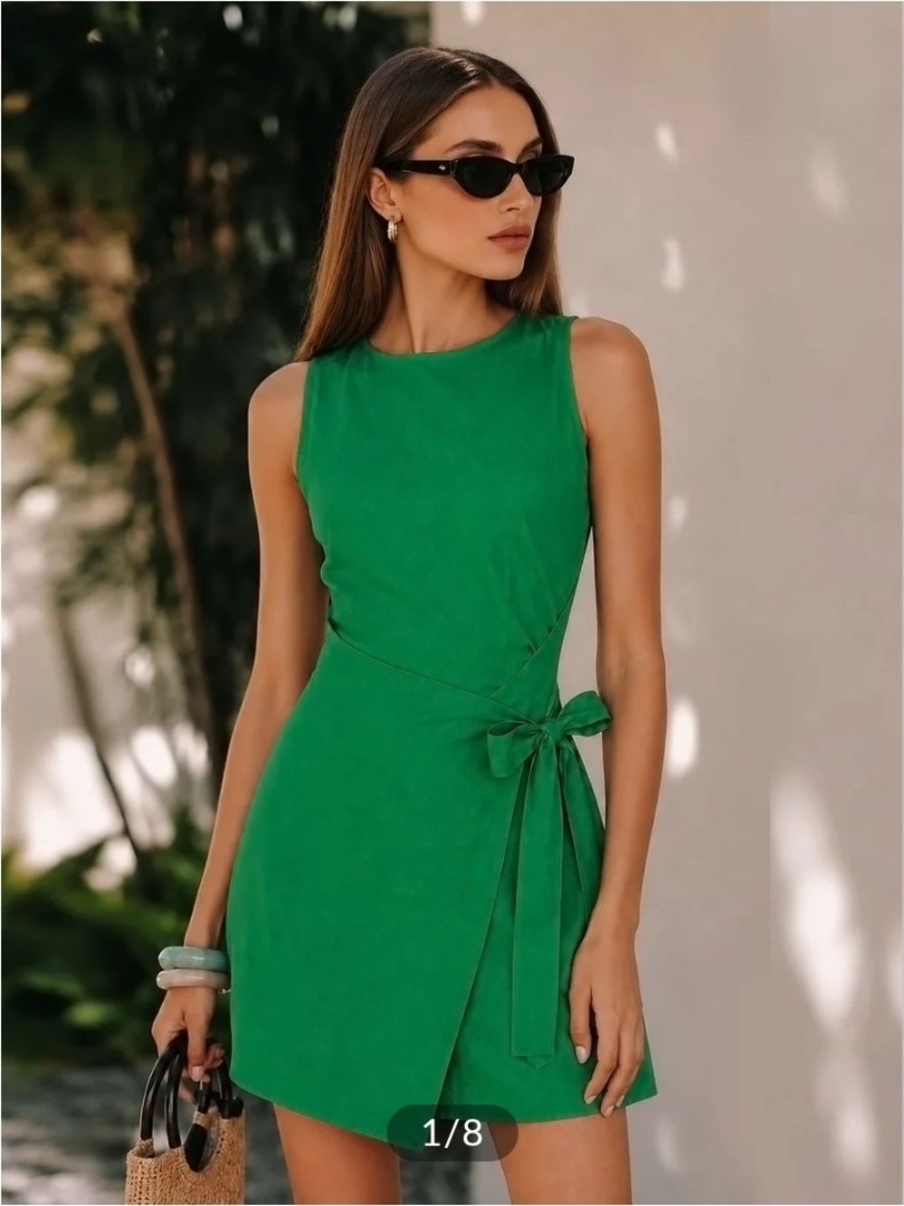 NWT Commense Cotton Linen Wrap Tie Sleeveless Mini Dress, Small